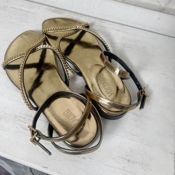 NEW Zadig & Voltaire Gold Leather Sandals - Picture 5 of 7